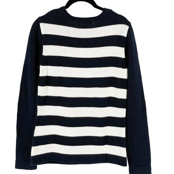NWT Vintage Navy White Star Stripe Patriotic Cotton Pullover Crew Sweater Small - Picture 3 of 8